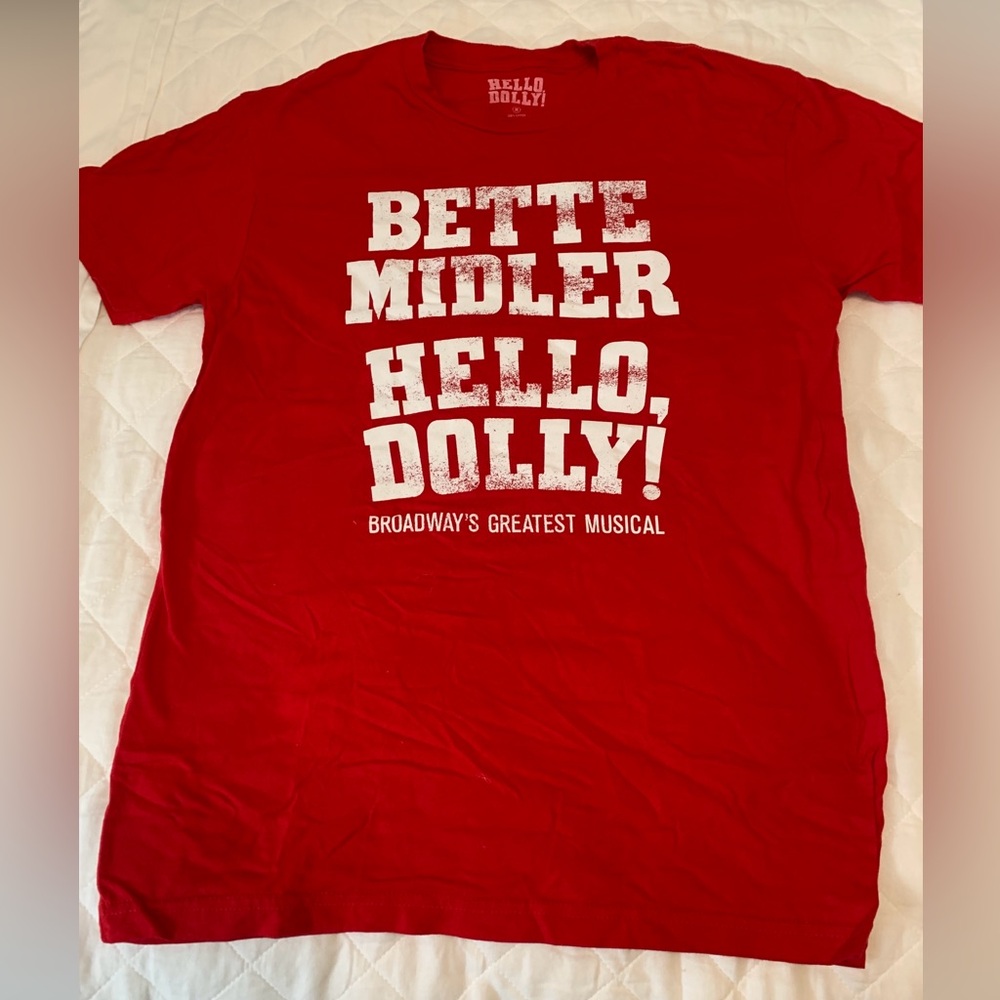 Bright red t shirt from HELLO DOLLY!